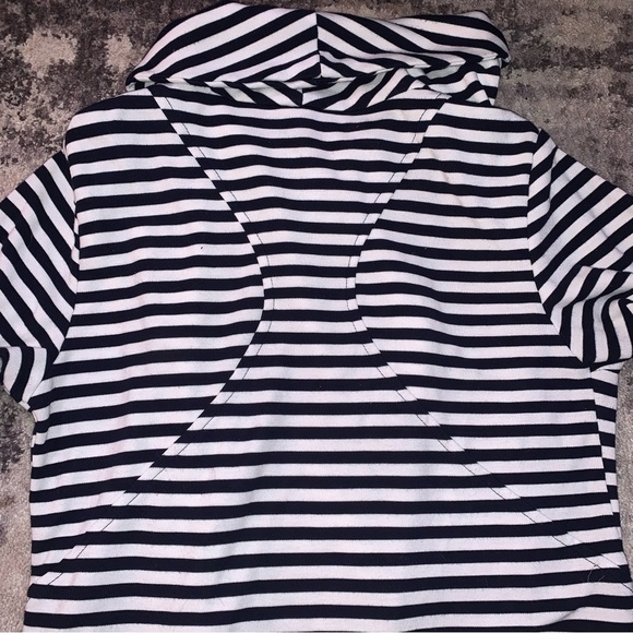 My Beloved Chic Striped Top with Asymmetrical Zipper Detail and Pockets - Picture 7 of 7